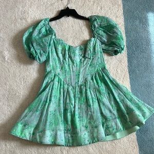 Bardot floral corset mini dress